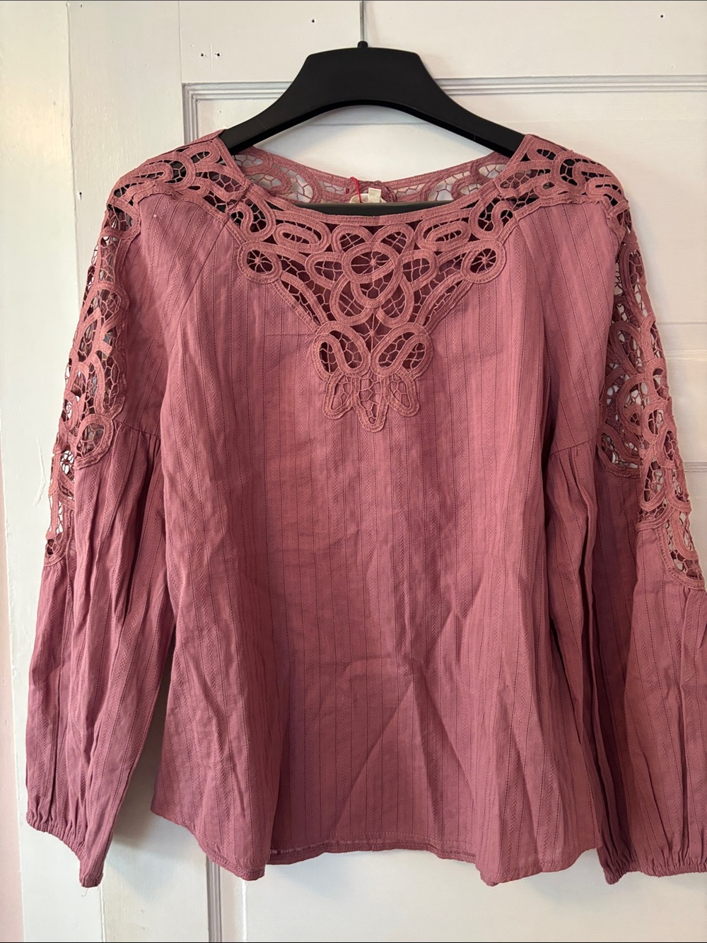 Solitaire Mauve Crochet Yoke Blouse